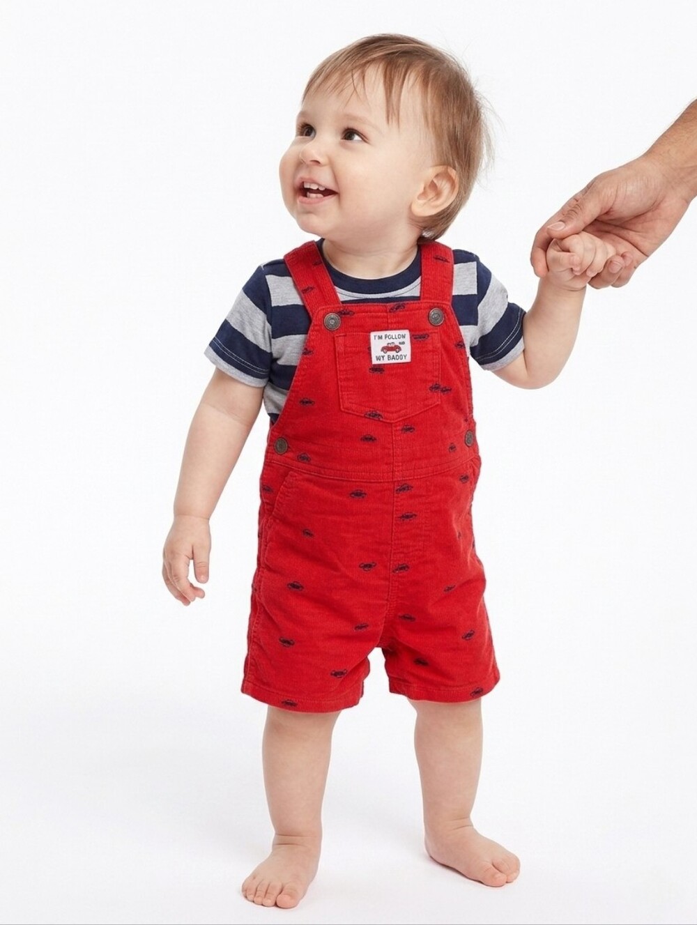 Carter's 2-Piece Baby Red Shortalls Striped & T-Shirt Size 12 Months 100% Cotton